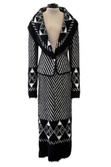 Exquisite & Rare Fall 1999 John Galliano Mohair Angora Printed Jacket Skirt Suit