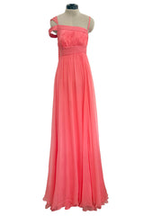 Exquisite Spring 2008 Versace by Donatella Versace Runway Look 52 Coral Pink Silk Chiffon Dress