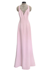 Brilliant Spring 1999 Thierry Mugler Curving Pale Pink Dress w Front Iridescent Embellishments