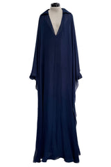 Fall 2014 Valentino by Pierpaolo & Piccioli & Maria Grazia Chiuri Deep Blue Silk Chiffon Caftan Dress
