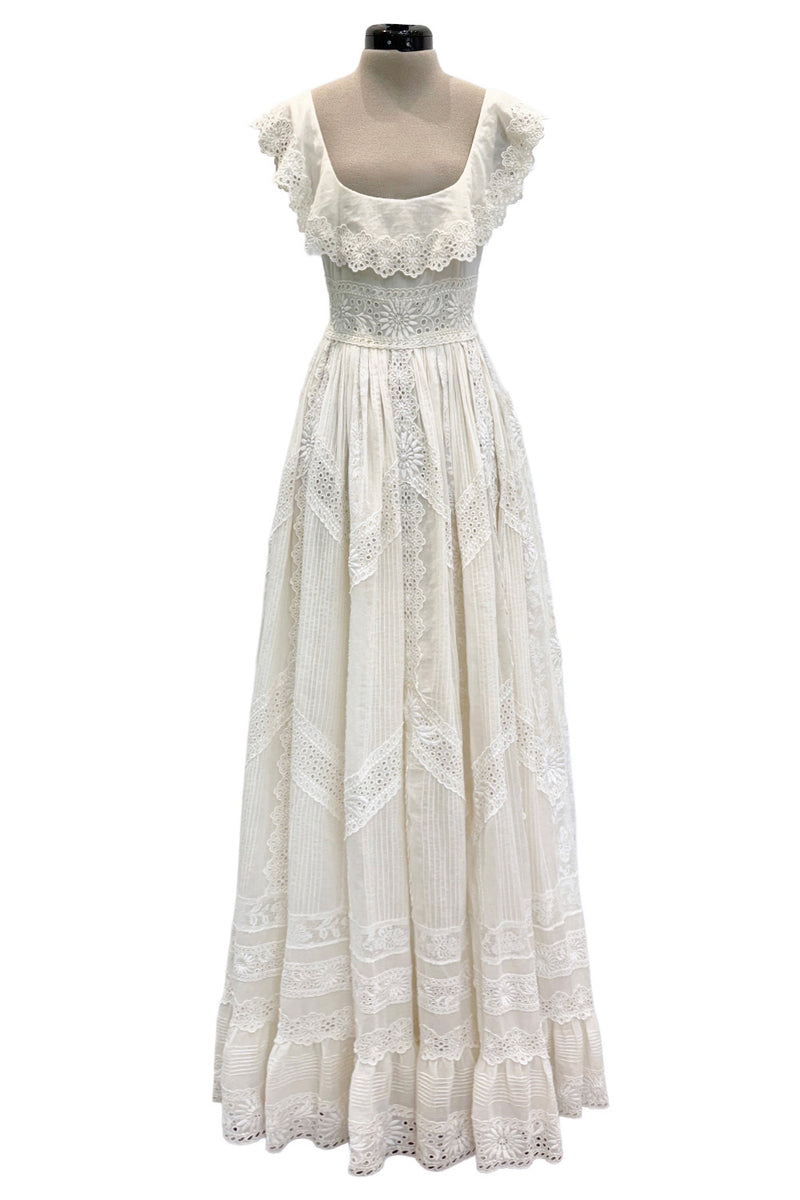 Romantic Resort 2015 Valentino by Pierpaolo & Piccioli & Maria Grazia Chiuri Cotton Embroidered Dress w  Flower Belt