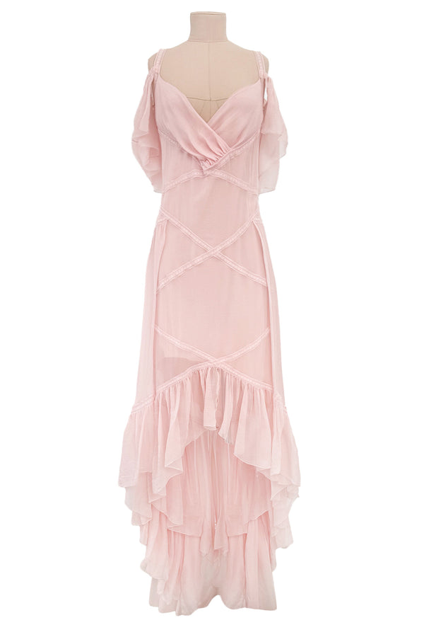 Spring 2005 Chanel by Karl Lagerfeld Runway Softest Pale Pink Floating Silk Chiffon Dress