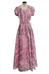 Prettiest Spring 2019 Giorgio Armani Runway Look 38 Dusty Pink Silk Organza Printed Floral Dress