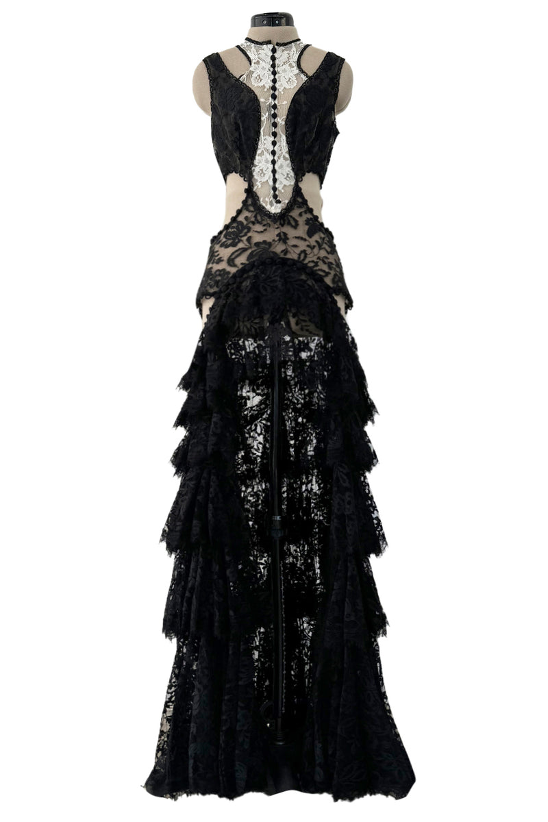 Lace Alexander Mcqueen Cocktail Dress McQueen // Black Beige Lace Bodycon Dress VSP Consignment Lace Alexander Mcqueen Cocktail Dress McQueen // Black Beige Lace Bodycon Dress VSP Consignment