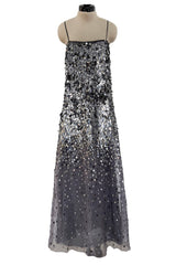 Easy-to-Wear Spring 2020 Emporio Armani Runway Look 59 Grey Silk Organza Silver Sequin Dress