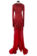 Phenomenal Fall 2011 Alexandre Vauthier Haute Couture Runway Look Hand Beaded Red Silk Chiffon Dress