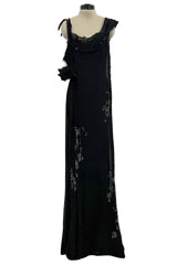 Phenomenal Fall 2006 John Galliano Black Silk Chiffon Dress w Sequins & Beading