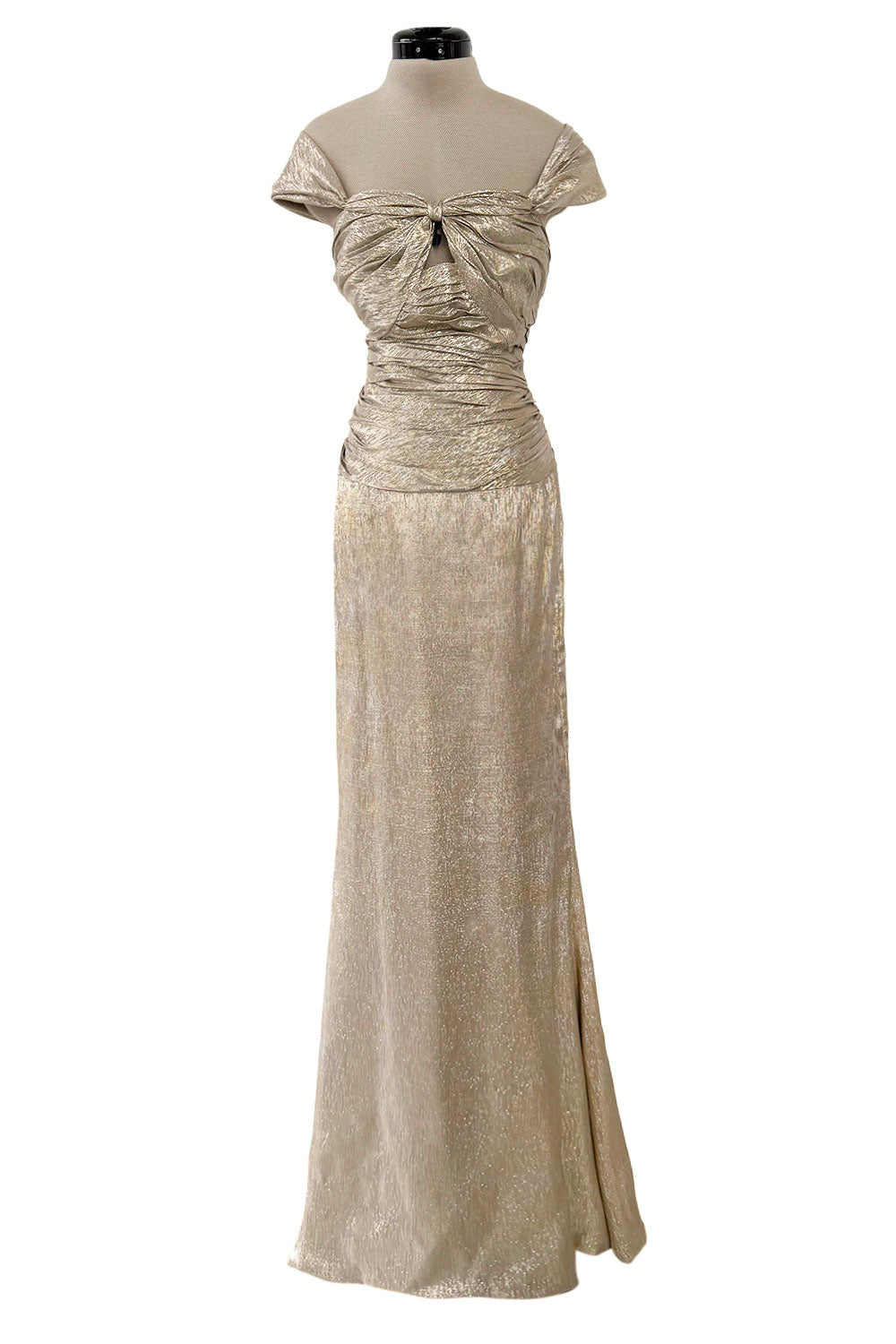 chinese dress ladies Gold Draped Metallic Maxi Dress main image 0