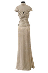 Elegant Resort 2010 Oscar de la Renta Gold Runway Look 48 Metallic Gold & Silver Lame Halter Dress