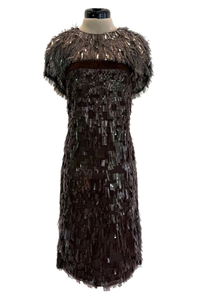 Incredible Fall 2010 Gucci by Frida Giannini Runway Look 45 Strapless Dress Covered w Pailettes & Matching Capelet