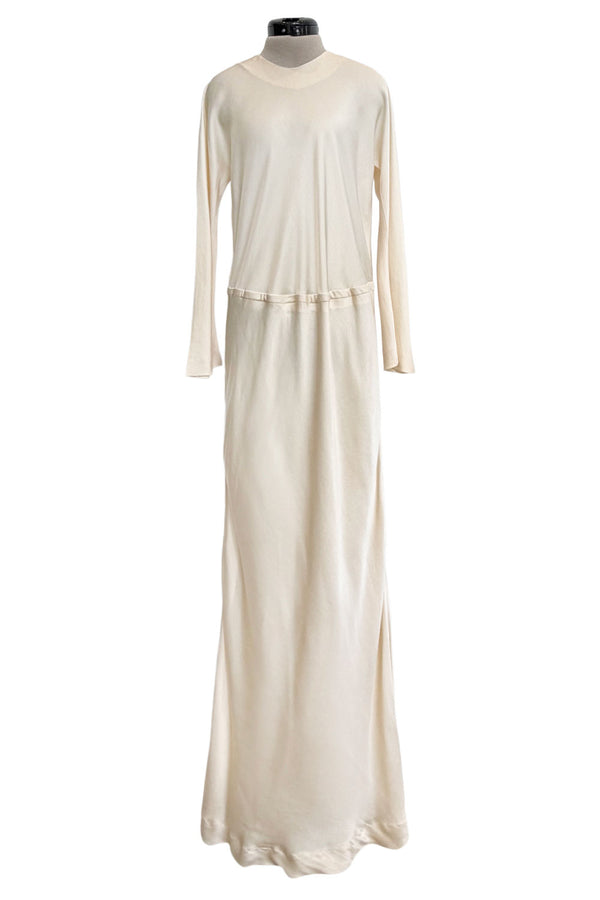 1977 Halston Couture by Roy Halston Ivory Bias Cut Silk Sleeved Dress – Shrimpton Couture