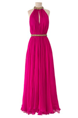 Gorgeous Pre-Fall 2011 Alexander McQueen by Sarah Burton Pink Silk Chiffon Dress w Jeweled Belt