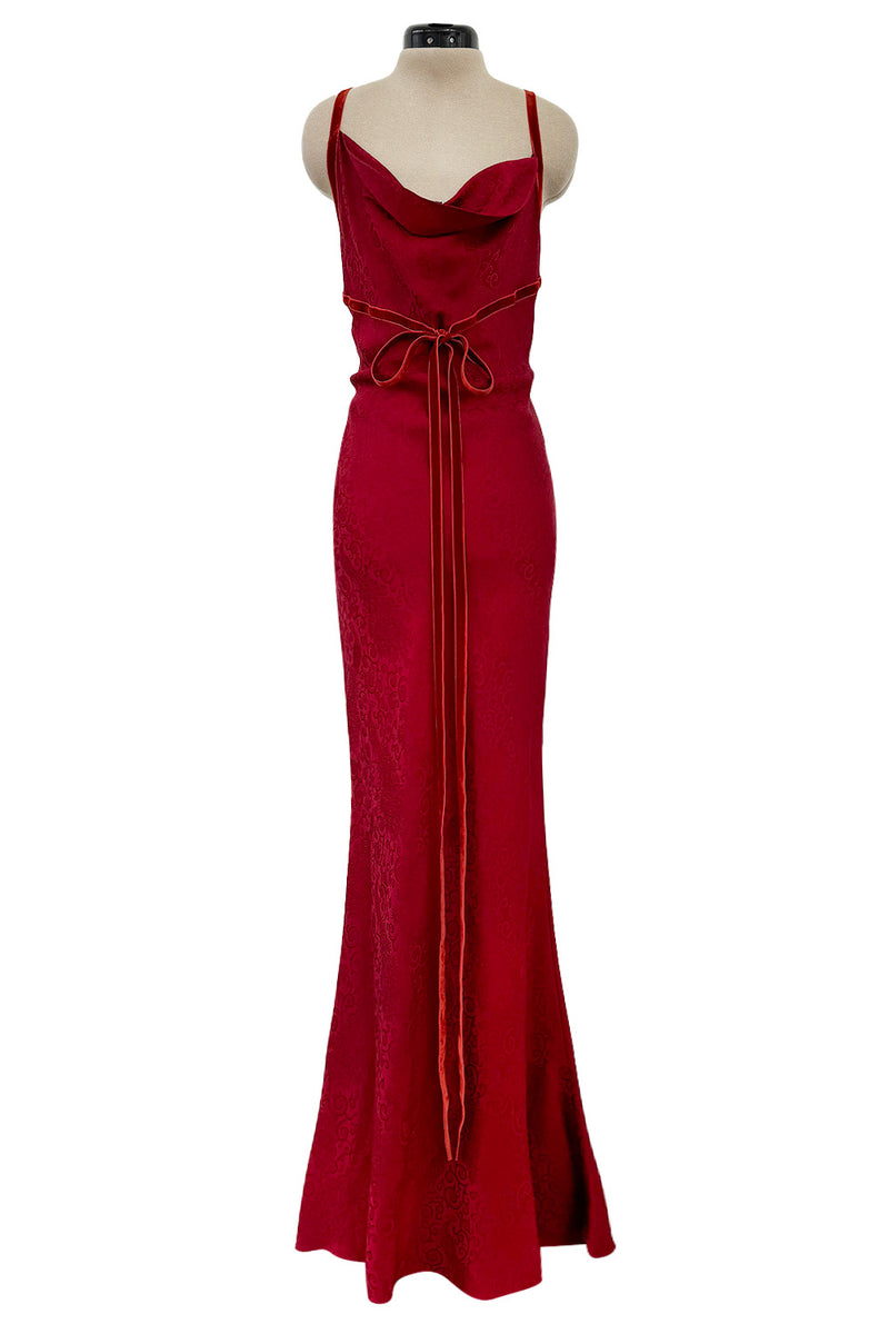 Exquisite Fall 1999 John Galliano Deep Red Bias Cut Patterned Silk Bac Shrimpton Couture Exquisite Fall 1999 John Galliano Deep Red Bias Cut Patterned Silk Bac Shrimpton Couture