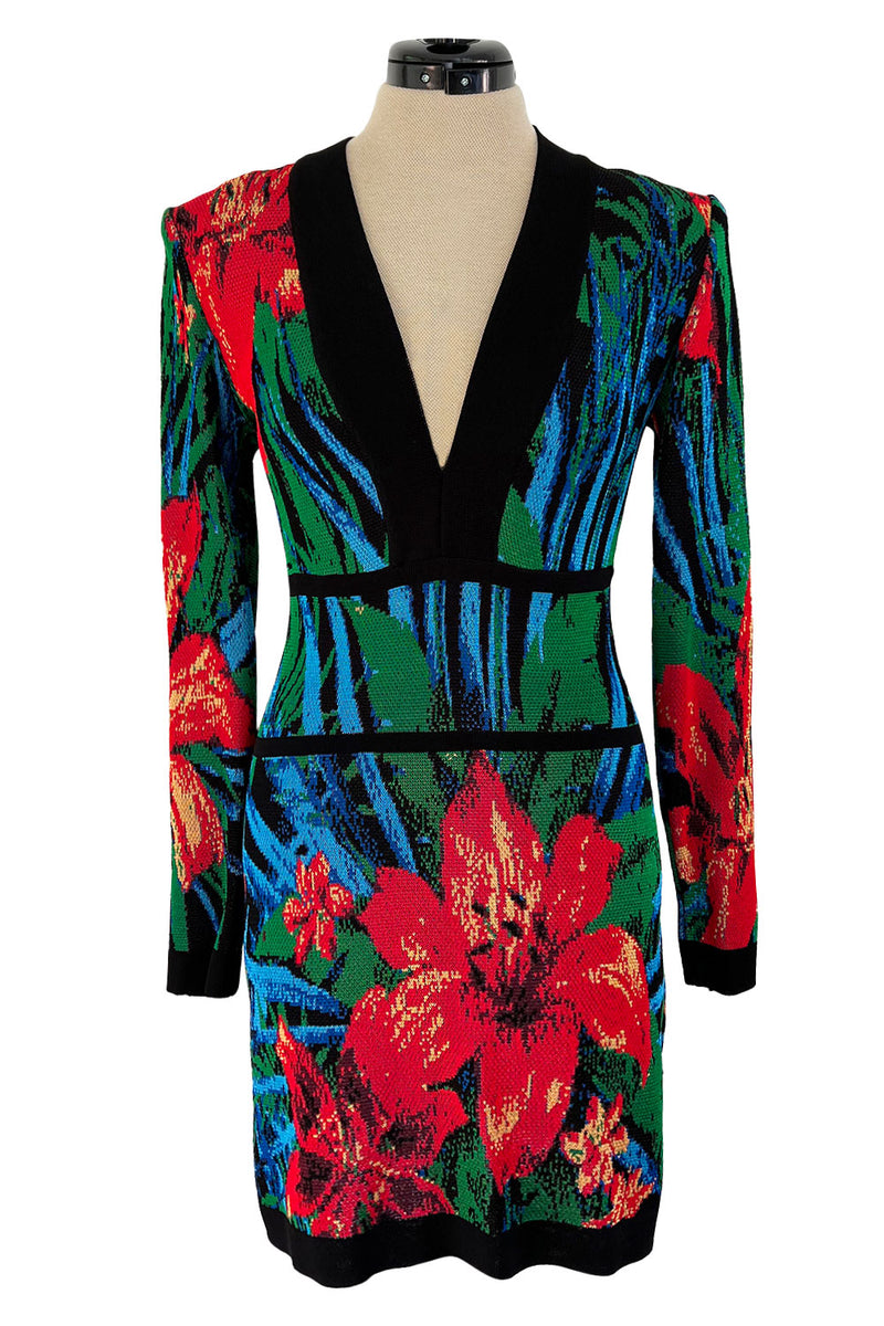 balmain dresses Stunning 2010s Balmain by Olivier Rousteing Huge Floral Print Front Pl – Shrimpton Couture