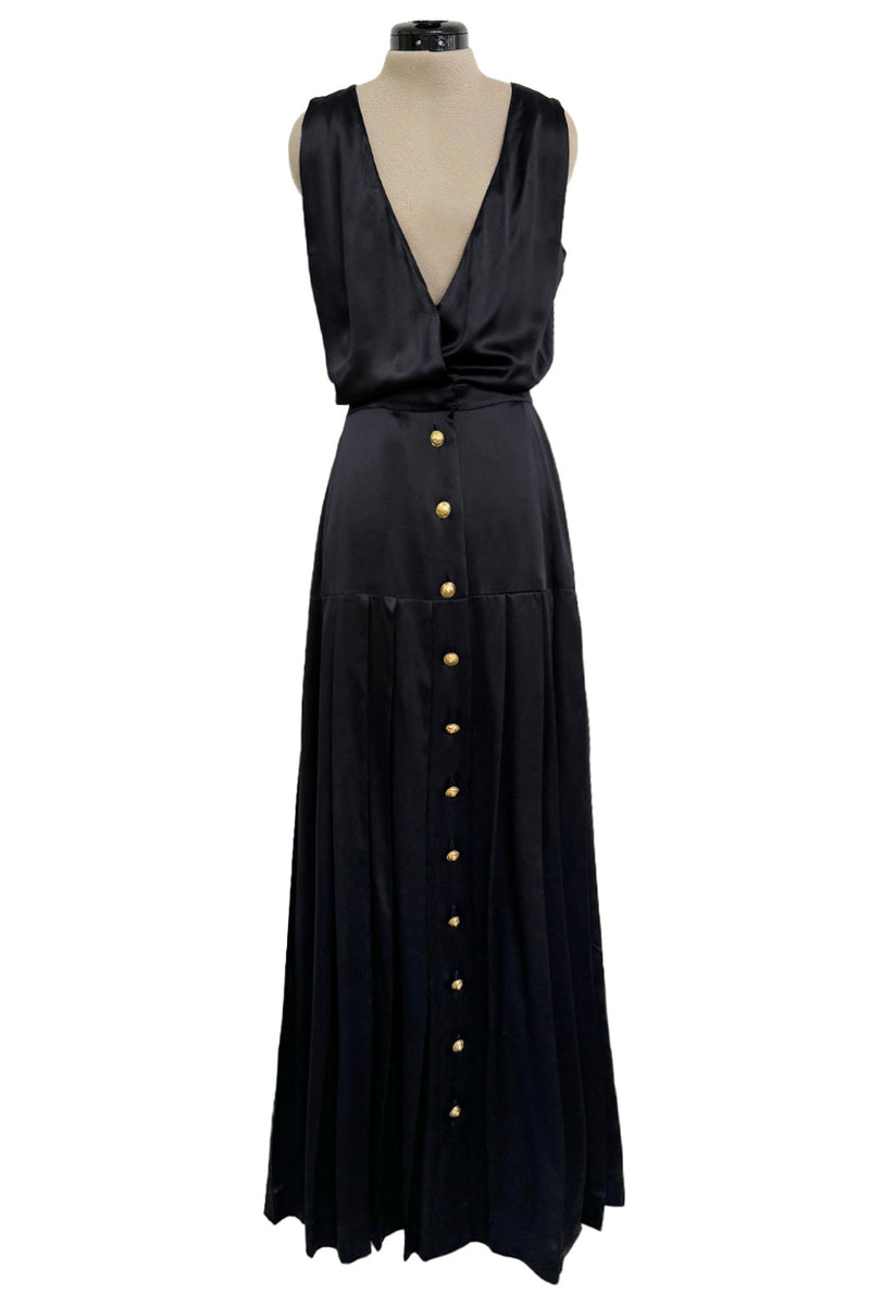 Spectacular 1990s Unlabeled Chanel by Karl Lagerfeld Black SIlk Dress Shrimpton Couture Spectacular 1990s Unlabeled Chanel by Karl Lagerfeld Black SIlk Dress Shrimpton Couture