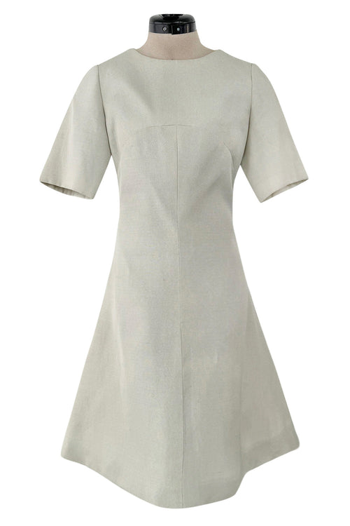 Documented Spring 1969 Christian Dior by Marc Bohan Haute Couture Stiffened Silk A-Line Dress
