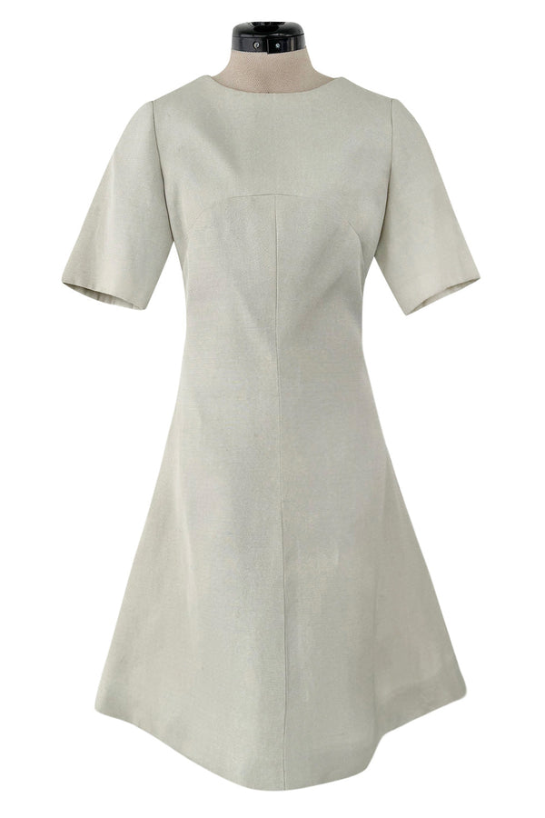 Documented Spring 1969 Christian Dior by Marc Bohan Haute Couture Stiffened Silk A-Line Dress