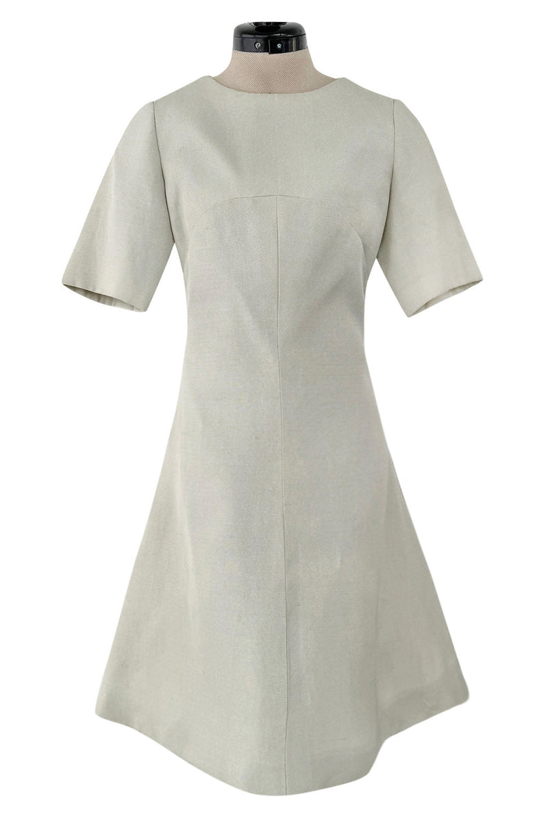 Documented Spring 1969 Christian Dior by Marc Bohan Haute Couture Stiffened Silk A-Line Dress
