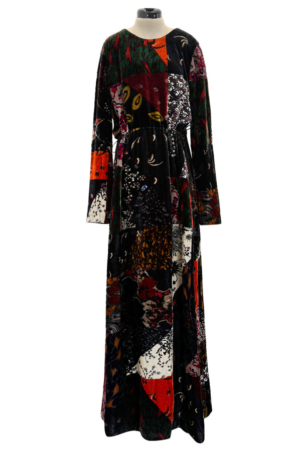 Fall 2015 Chloe by Clare Waight Keller Velvet Closing Runway Look 45 Velvet Patchwork Dress