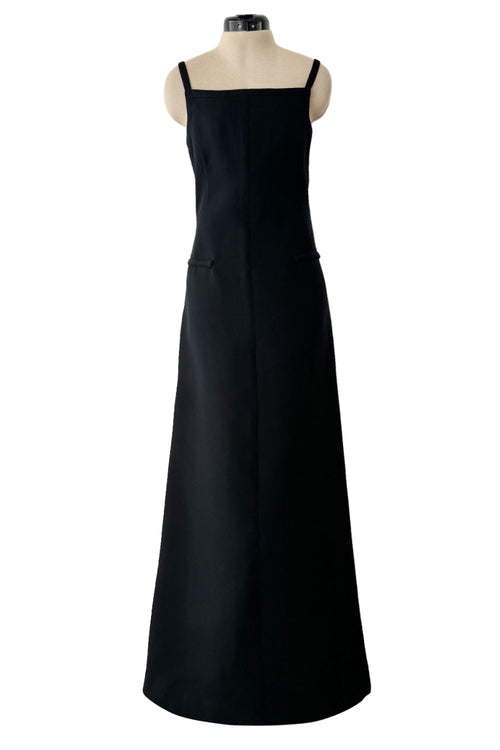 Incredible Fall 1971 Andre Courreges Black Dress w Open Back Detailed w Straps & Bows