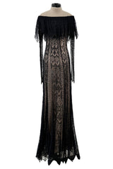 Spring 2017 Alexander McQueen by Saran Burton Runway Look 37 Off Shoulder Black Stretch Net Dress