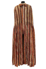 Incredible 1980s Carolina Herrera Angora & Mohair Knit Cape w Panels of Metallic Gold Thread