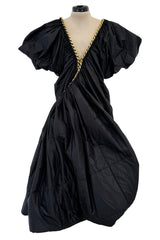 Amazing Fall 2009 Junya Watanabe Black Padded Nylon Dress w Gold Chain Detailing