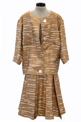Documented Spring 1961 Christian Dior by Marc Bohan 'Slim Line' Haute Couture Debut Silk Jacket & Skirt Suit