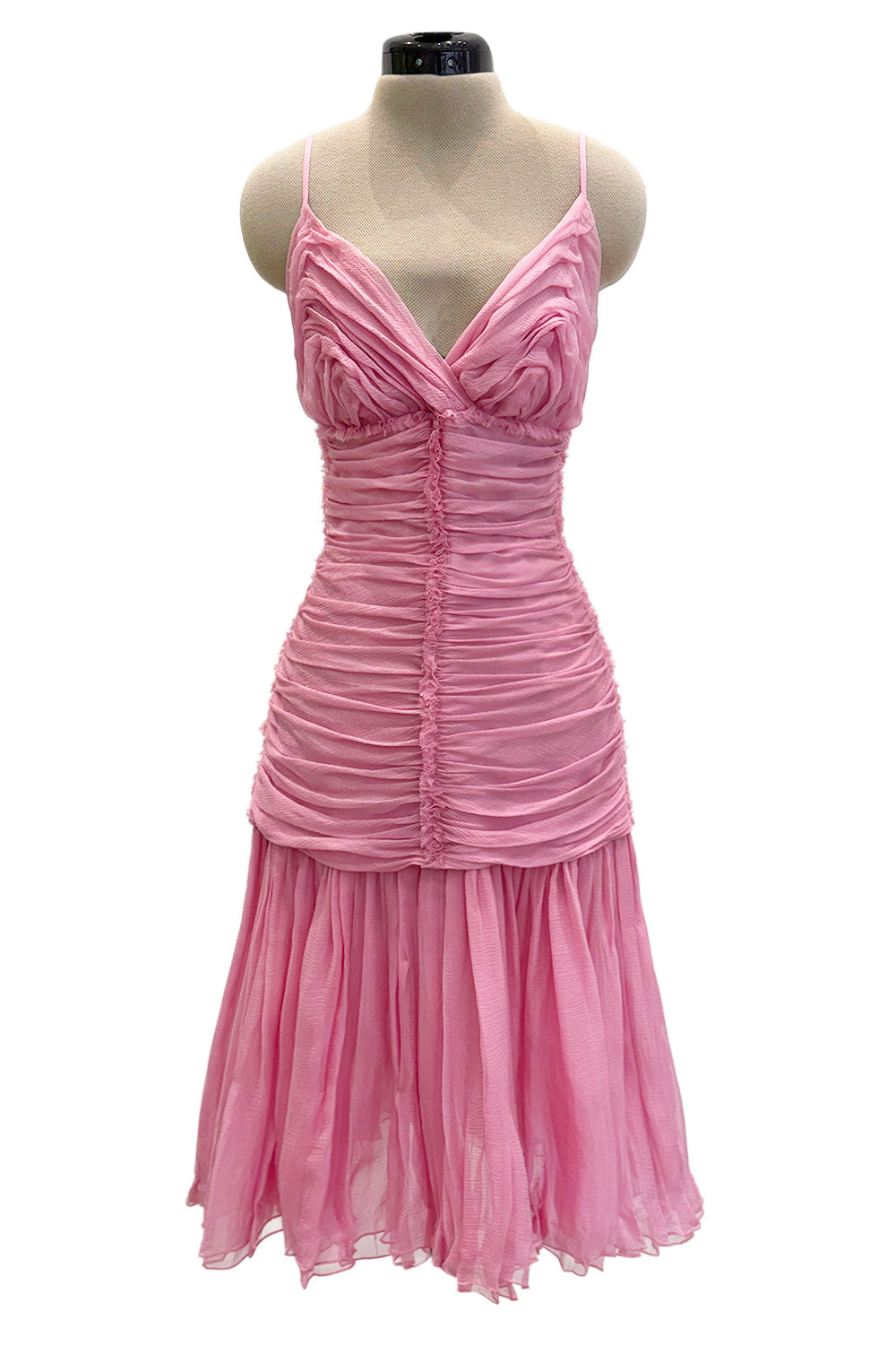 Recent Prada by Miuccia Prada Pale Pastel Pink Silk Chiffon Gathered H – Shrimpton Couture