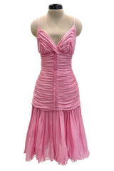 Recent Prada by Miuccia Prada Pale Pastel Pink Silk Chiffon Gathered Halter Dress