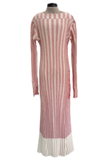 Iconic Spring 2017 Celine by  Pheobe Philo Pale Red-Pink & Ivory Knit Sweater Dress w Exaggerated Ribbing
