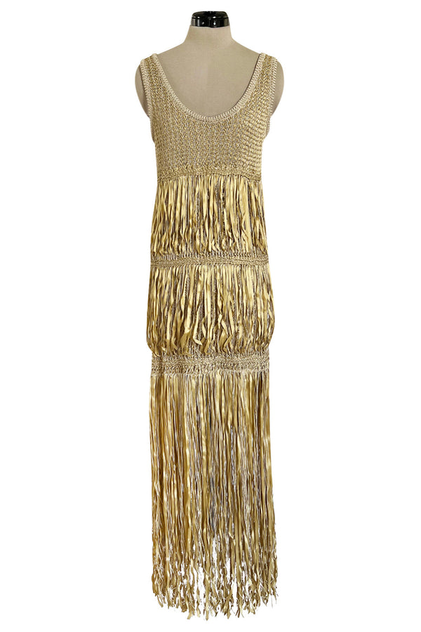 Dreamiest Cruise 2011 Chanel by Karl Lagerfeld Gold Ribbon & Metallic Gold Cord Knit Dress