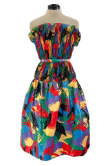 Incredible 1980s Arnold Scaasi Couture Brilliant Multi Colour Net & Vivid Sequin Covered Dress