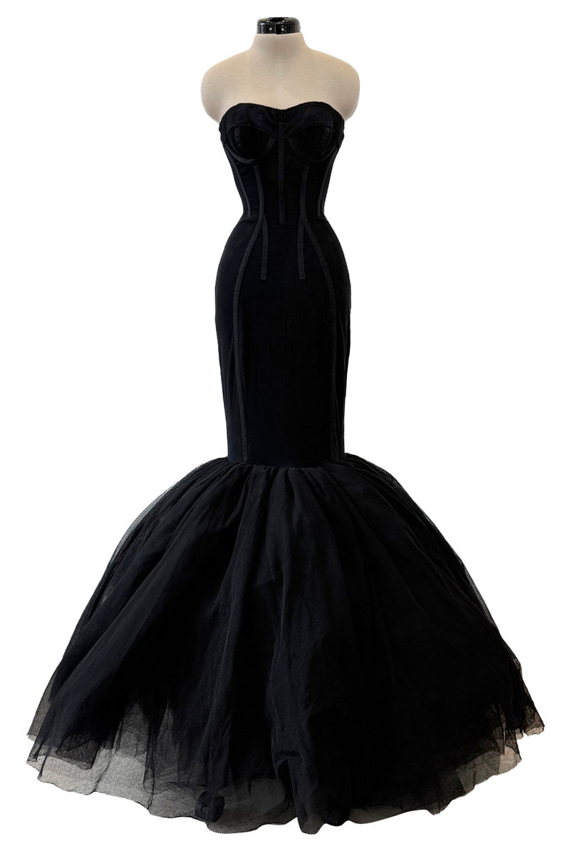 Rare 2008 Dolce & Gabbana Black Silk Net Corset Lace Up Dress w Massiv Shrimpton Couture Rare 2008 Dolce & Gabbana Black Silk Net Corset Lace Up Dress w Massiv Shrimpton Couture