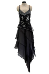 Prettiest Spring 2006 Giorgio Armani Silk Chiffon & Net Skirt and Top Set w Beaded Butterflies