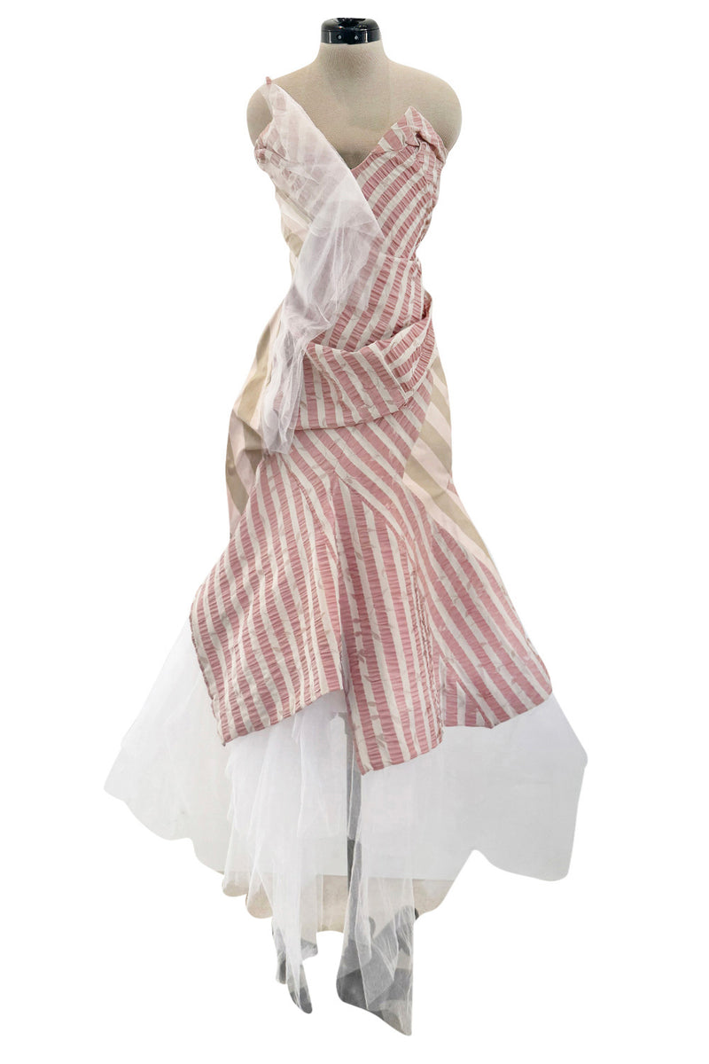 Fall 2005 Vivienne Westwood 'Propaganda' Runway Stripe & Tulle Corset & Skirt Dress Set