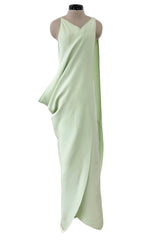 Rare Spring 1978 Philippe Venet the Haute Couture Runwau Sample Pale Mint Silk One Shoulder Dress