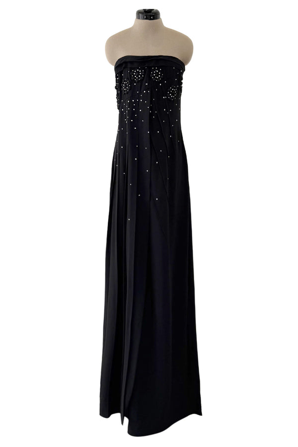 Spring 2007 Christian Dior by John Galliano Black Strapless Inner Corset Dress w Rhinestones & Beads