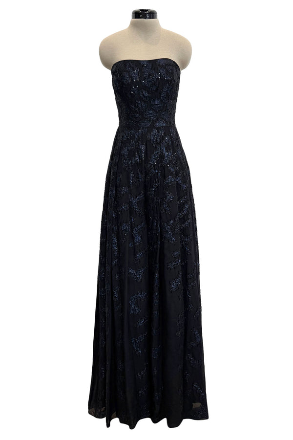 oscar de la renta prom dresses Oscar de la Renta green Velvet Long evening dress w/ rhinestone brooch med