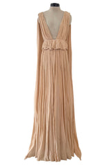 Chic Spring 2019 Chloe by Natacha Ramsay-Levi Pleated Chiffon Dress w Attached Caped Back