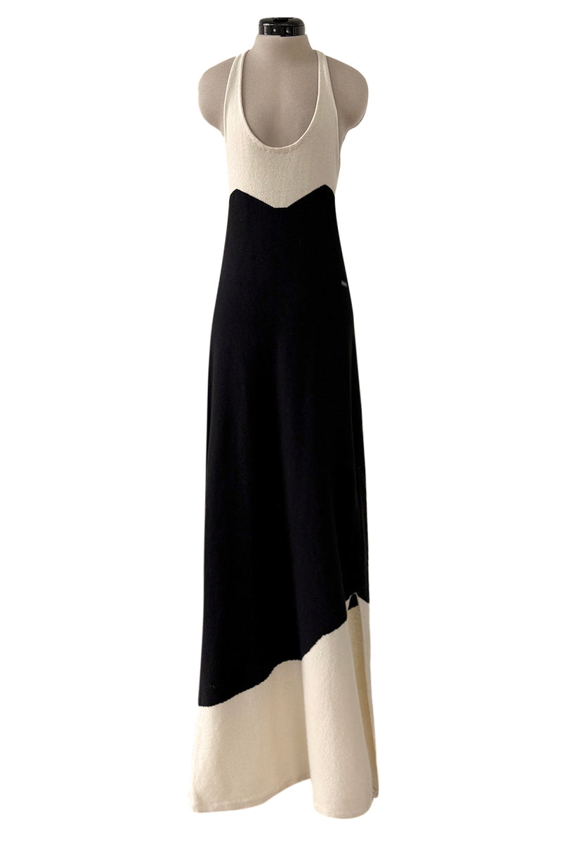 Cruise 2003 Chanel by Karl Lagerfeld Black & Ivory Cashmere Knit Dress – Shrimpton Couture
