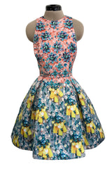 Prettiest Spring 2014 Mary Katrantzou Runway Look 19 Printed Beaded Mini Dress w Full Skirt
