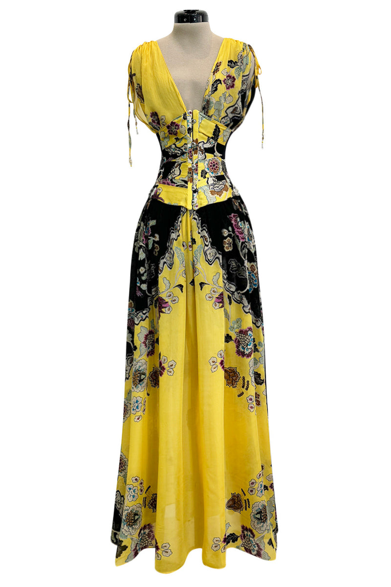 Incredible Spring 2003 Roberto Cavalli Light as Air Printed Silk & Sil Shrimpton Couture Incredible Spring 2003 Roberto Cavalli Light as Air Printed Silk & Sil Shrimpton Couture