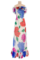 Iconic Spring 1984 Hubert de Givenchy Haute Couture Runway Silk Chiffon Strapless Dress & Coat Set