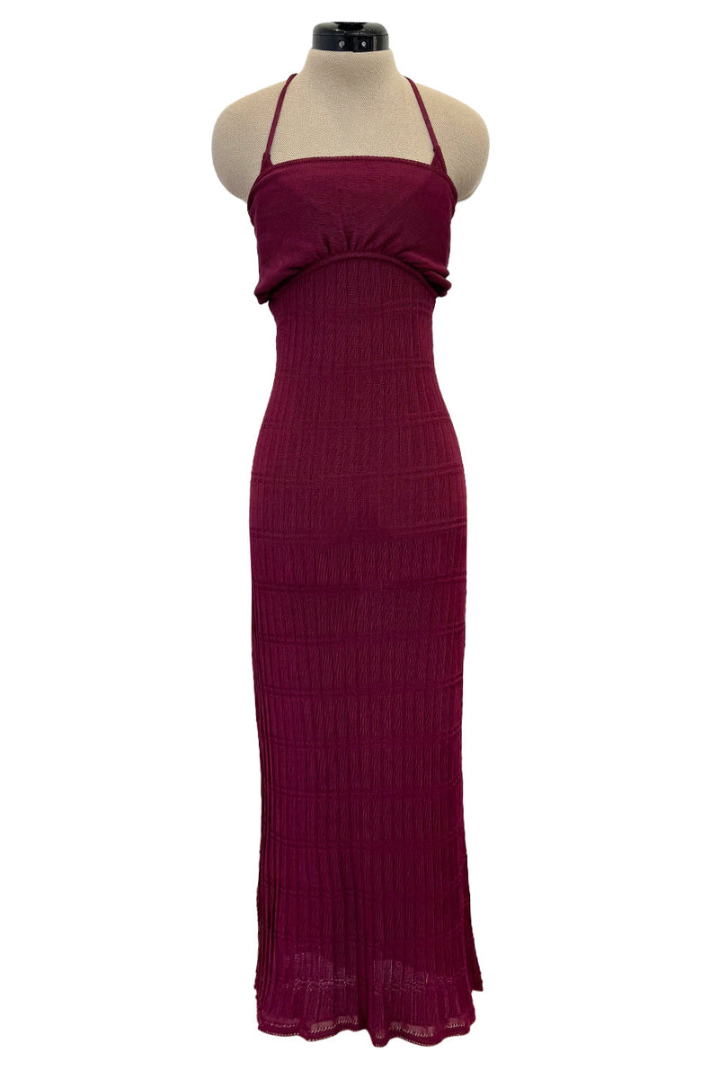 Fantastic Fall 1997 John Galliano Mid Calf Deep Burgundy Knit Dress w Shrimpton Couture Fantastic Fall 1997 John Galliano Mid Calf Deep Burgundy Knit Dress w Shrimpton Couture
