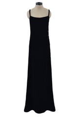 Suberb Fall 1970 Christian Dior Haute Couture by Marc Bohan Minimalist Black Velvet Column Dressress