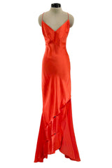 Spring 2004 Roberto Cavalli Runway Look 21 Orange Bias Cut Silk Dress Worn by Juno Temple