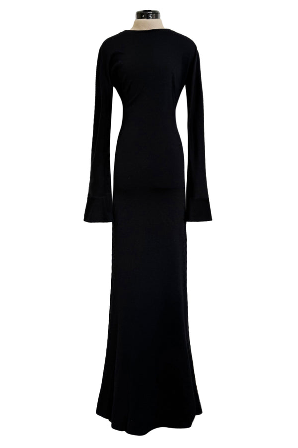 Incredible Fall 1998 Guy Laroche by Alber Elbaz Runway Black Jersey Reissue of the Mireille Darc Backless Dress