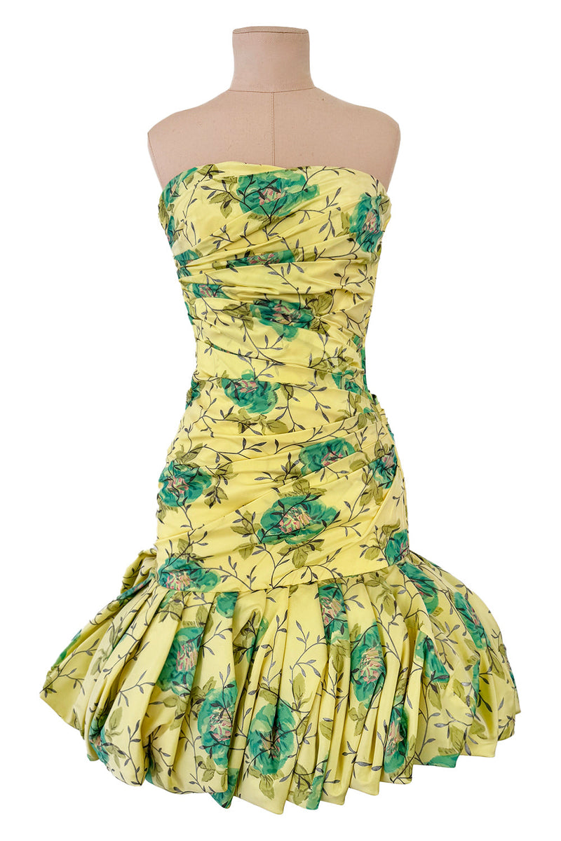 Documented Spring 1988 Emanuel Ungaro Pale Yellow Silk Taffeta Straple – Shrimpton Couture