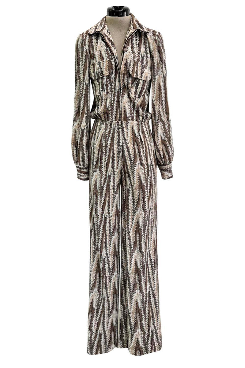Fabulous Fall 1975 Diane Von Furstenberg Soft T-Shirt Feel Jersey Printed Jumpsuit